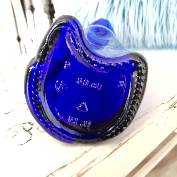 Happy Cat, Cobalt Blue, 2007, Glass, Wine Bottle, 13" Tall, Nice Condition - Picture 9 of 9